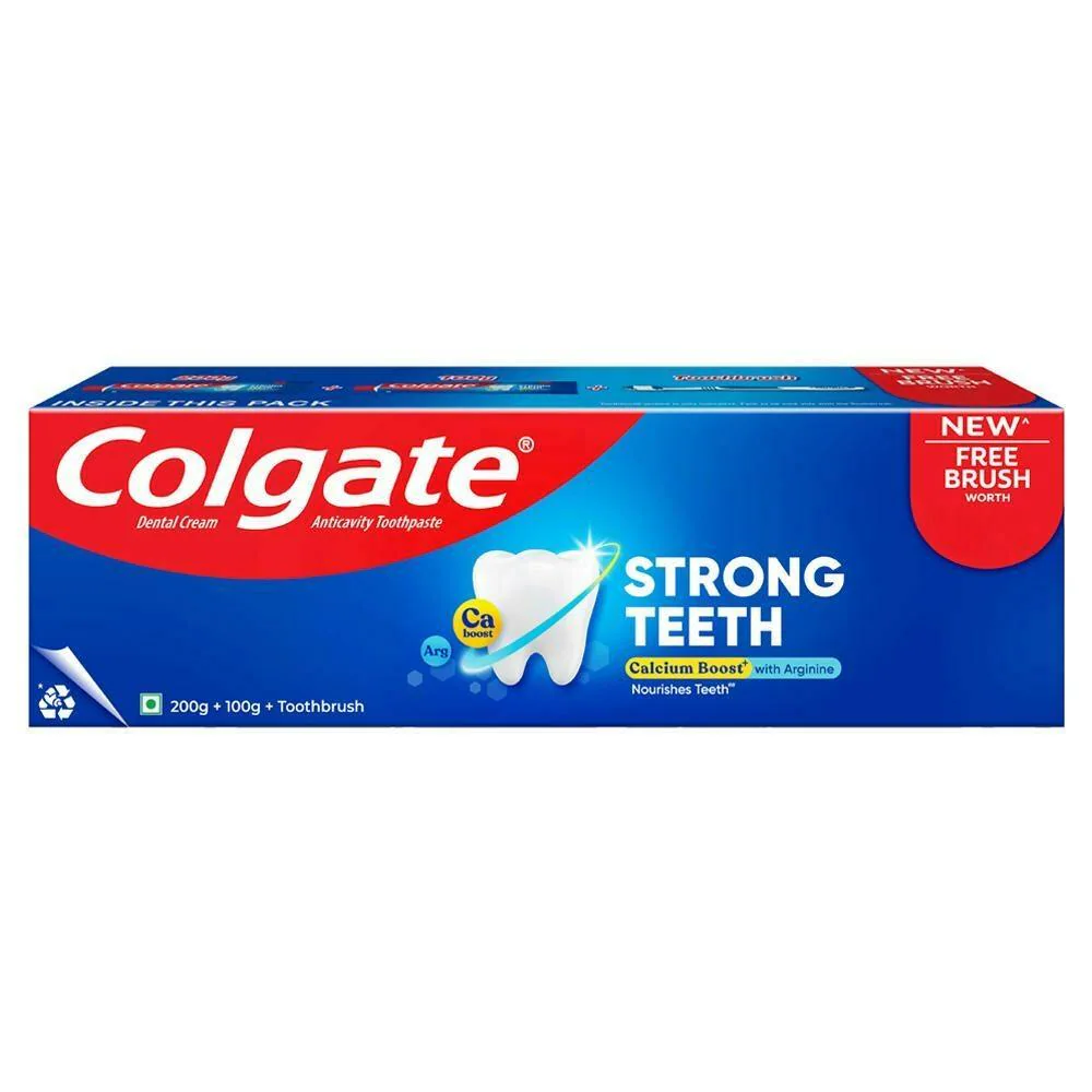 Colgate Strong Teeth Dental Cream Toothpaste with Toothbrush 300 g