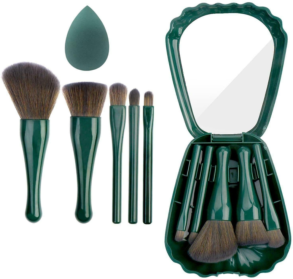 DAIMANPU 5in1 Makup Brush Set Green with Makeup Beauty Blender Combo Set (6 Items in the set)