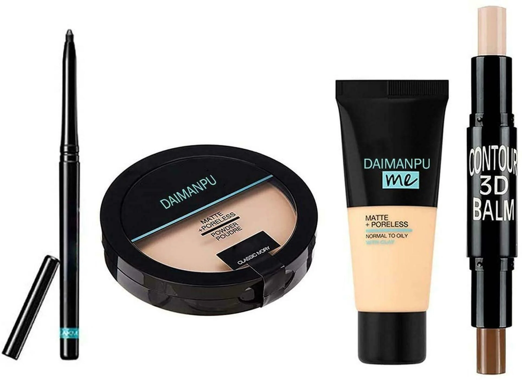 DAIMANPU Makeup Combo Set Waterproof for Girls and Women Foundation, Compact Combo (4 Items in the set)
