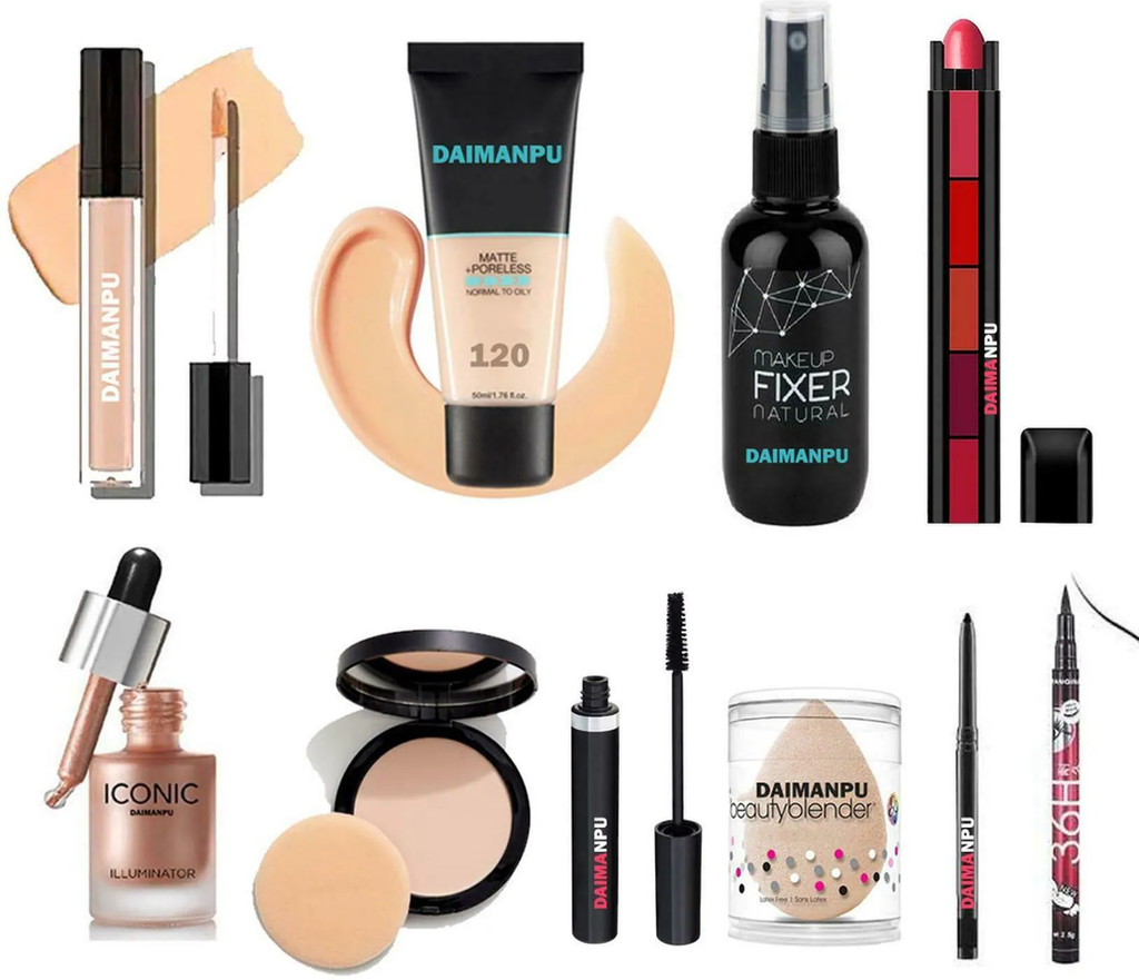 DAIMANPU Most decorative waterproof makeup combo set for girls Long-lasting and Seamless (10 Items in the set)