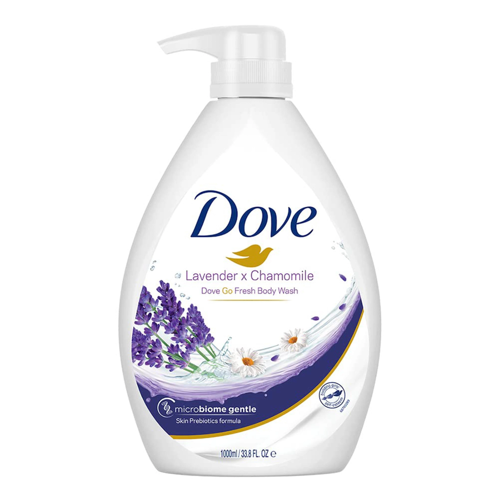 Dove Lavender & Chamomile Go Fresh Body Wash Pump Bottle With Relaxing Floral Scent, 24 Hrs Moisture Lock, 1L