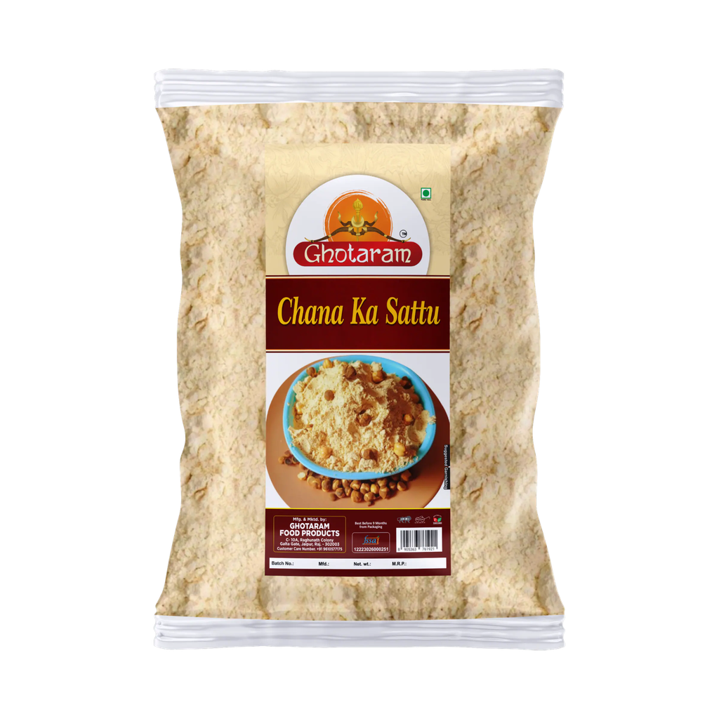 Ghotaram GFP Original Chana Sattu Flour ( Bhuje Chane ka atta) Pure Roasted Gram Flour, Homemade Sattu ( roasted chickpeas Flour / cholar chatu ) Healthy & Immunity builder Channa Sattoo Flour-240g