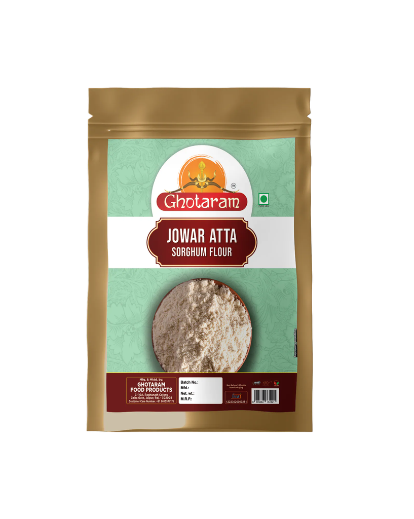Ghotaram Kolhapuri High Protein Jowar Grain Atta Flour//Sorghum Flour||White Jowar/Jawar Broom Corn Atta Improves Heart Health-980g(980g*1Pkt)