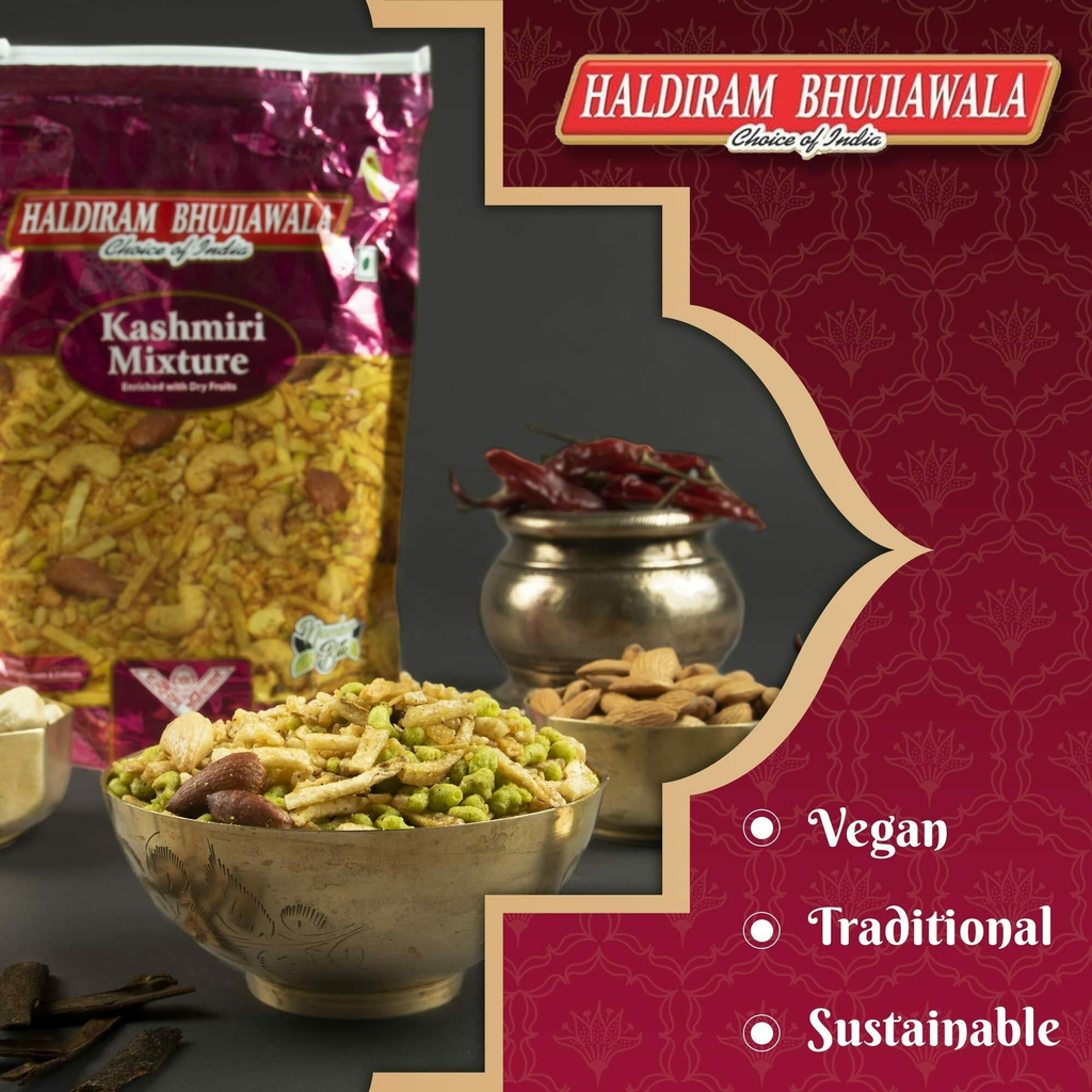 Haldiram Bhujiawala Kashmiri Mixture 800g | Tasty And Spicy | Pack of 2 | 400 gram Each