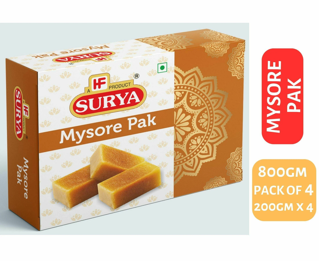 HF, SURYA 800g Mysore Pak(Pack Of 4; 200g x 4) |Indian Sweet