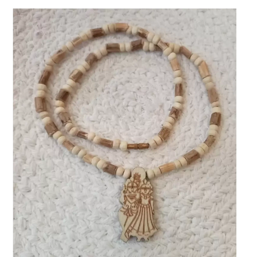 KRIWIN-RADHA KRISHNA PENDATE TULSI MALA WOOD CHAIN PURE TULSI MALA Wood Chain Set
