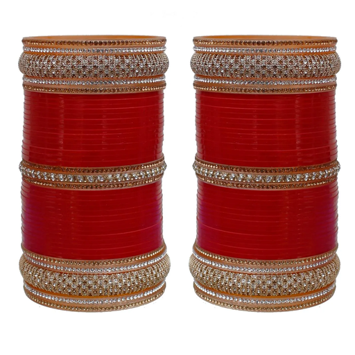 Lucky Jewellery Red Designer Chura Bridal Wedding Punjabi Choora Fashion Jewellery Chuda Set (2072-M1C1-LOVESEERET-R22)