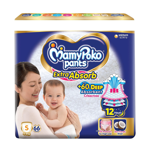 MamyPoko Pants Extra Absorb  S66 |Baby Diapers |Small |66 count