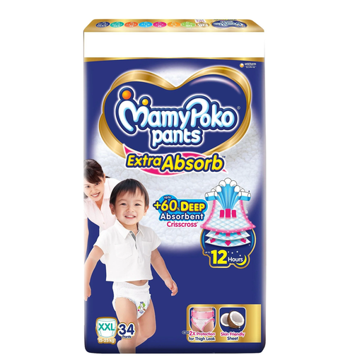 MamyPoko Pants Extra Absorb XXL34 |Baby Diapers |XXL |34 count