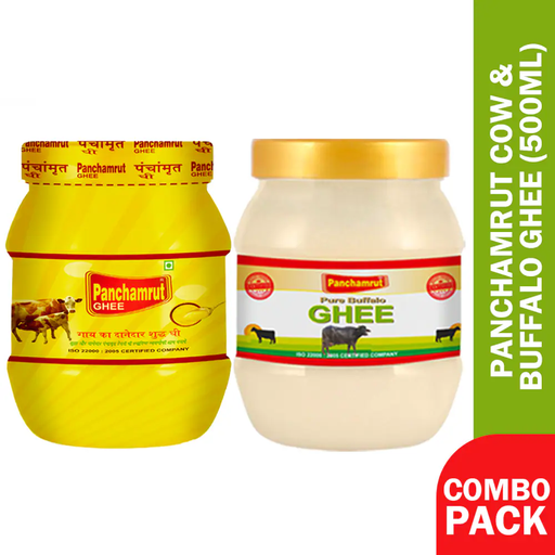 Panchamrut 500ML Cow & 500ML Buffalo Ghee - Pure Cow & Buffalo Ghee (COMBO PACK)
