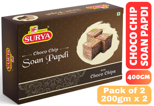 HF, Surya 400g Choco Chip Soan Papdi (Pack of 2; 200g x 2) | Best Indian Sweet