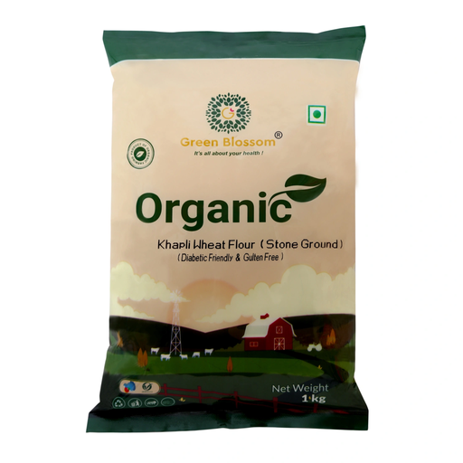 Organic Khapli / Emmar Wheat Flour/ Atta ( Stone Grind) - 5 Kg ( Kg, Pack of 5) IGreen Blossom I Low Glycaemic Index