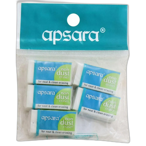 Apsara Non-Dust Regular Eraser (Pack of 5)