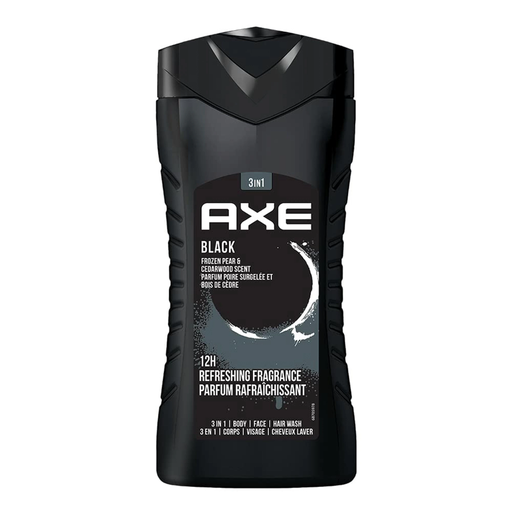 Axe Black 3 In 1 Body, Face And Hair Wash For Men, Long-Lasting Refreshing Frozen Pear And Cedarwood Fragrance, 250 Ml Lux