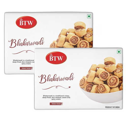 BTW Bhakarwadi 400g (200g X 2) Handmade Traditional Indian Namkeen/Snack Bakarwadi/Bhakar Wadi