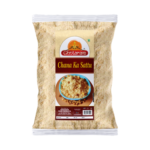 Ghotaram GFP Original Chana Sattu Flour ( Bhuje Chane ka atta) Pure Roasted Gram Flour, Homemade Sattu ( roasted chickpeas Flour / cholar chatu ) Healthy & Immunity builder Channa Sattoo Flour-240g