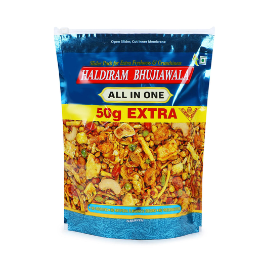 Haldiram Bhujiawala All In One 800 g | Namkeen Crunchy Mixed Flavour | Pack of 2 | 400 Grams Each ( 50gm Extra )